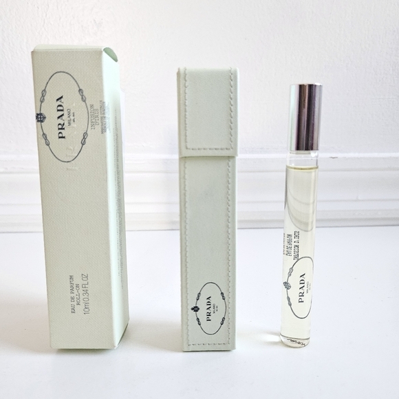 New Prada Infusion d’Iris Eau de Parfum Roll-On 0.34 oz W/ Leather Travel Case - Picture 2 of 4